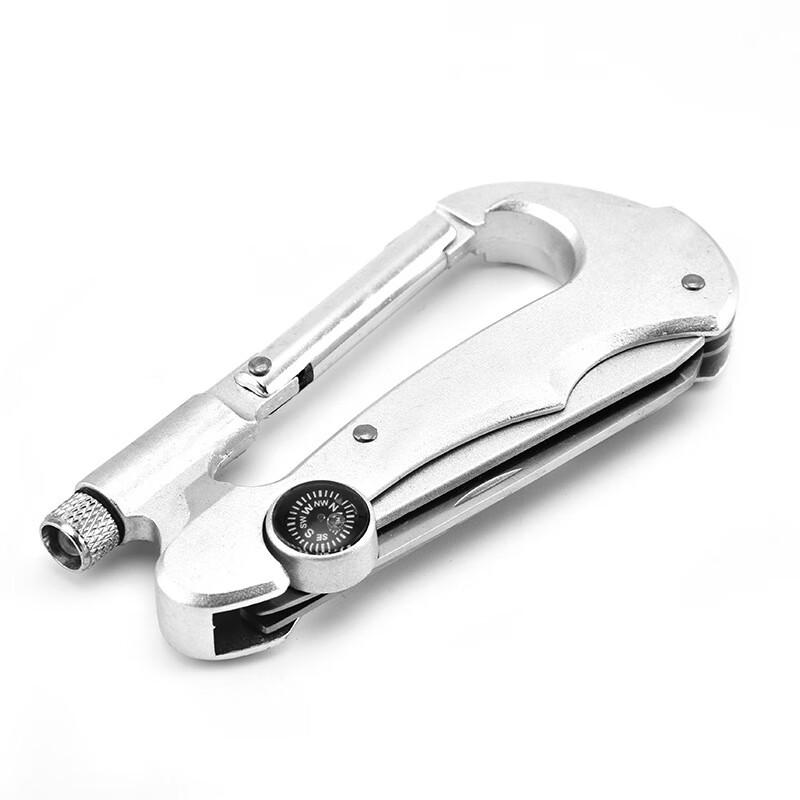 UOSU Multi-function Stainless Steel D-Ring Carabiner with Compass (2-Pack)