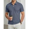 High-end Stretch T-shirt: Men’s Collared, Zipped, Short-sleeved Checked Jacquard Casual Polo Shirt