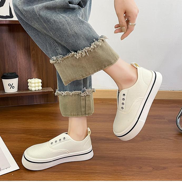 Ladies Canvas Walking Shoes White Women Footwear Slip On Low Comfortable and Elegant A Offer Y2k Fashion Casual Sneakers Traine