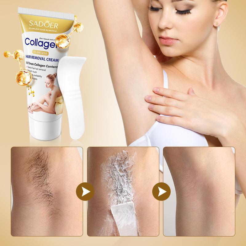 Collagen Gentle Hair Removal Cream SADOER Skin Rejuvenation Non-irritating Underarm Hair Removal Cream