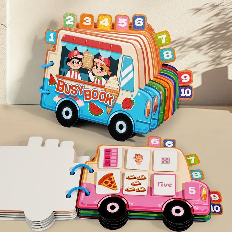 1SET car theme baby 1-10 digital learning quiet book early education educational science and education paper toys