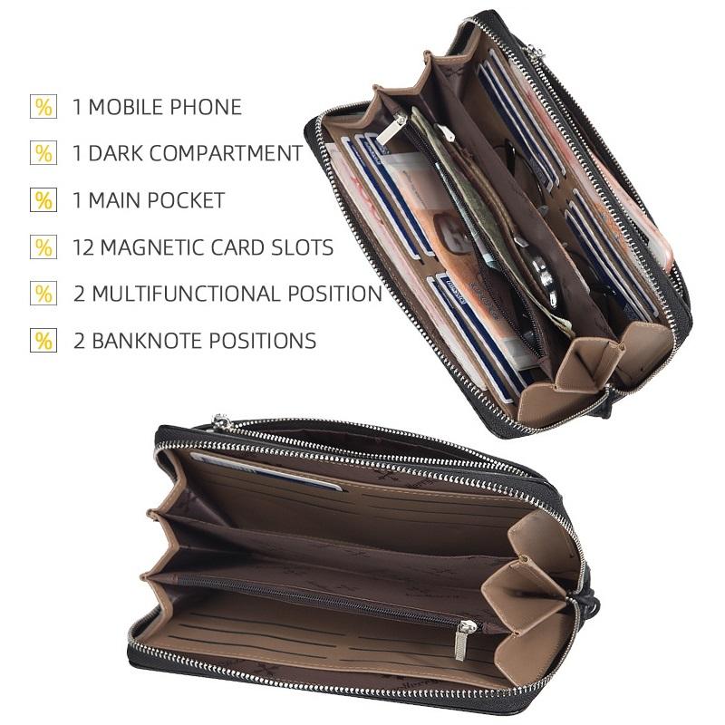Baellerry Lange Brieftasche Männer Visitenkartenhalter Telefon Taschen Reißverschluss Geldbörse GZW