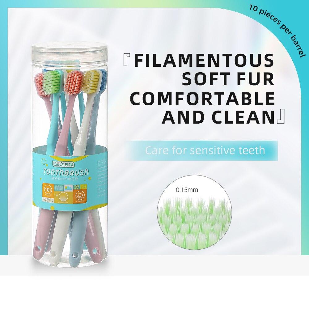 

Jianpai Regular Toothbrush for Adult Wide Head Soft Bristle Macaron Series 10 Per Barrel Cost-effective