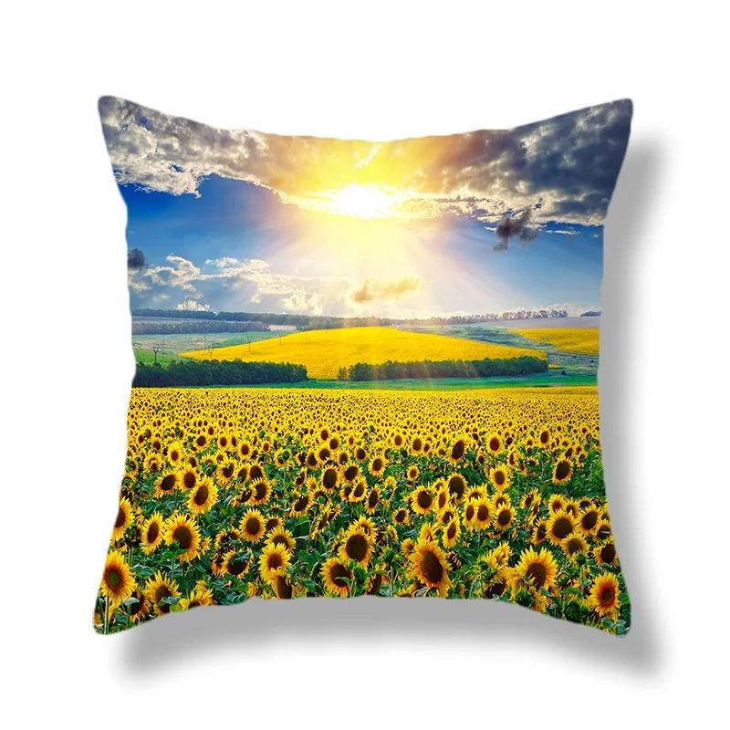 Beautiful Sunflower Field Print Pillowcase Car Ornaments Office Living Room Home Pillowcase