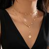 European & American Simple Snake Bone Pearl Double Layer Necklace for Women