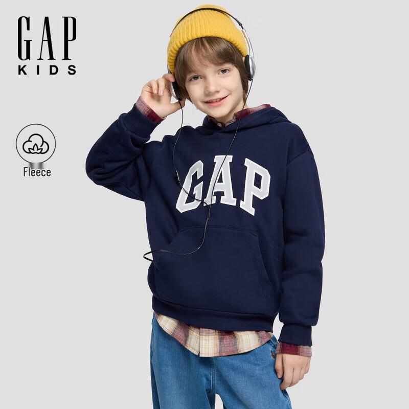 GAP Kids  Foam Print Logo Fleece Hooded Sweatshirt 120/60