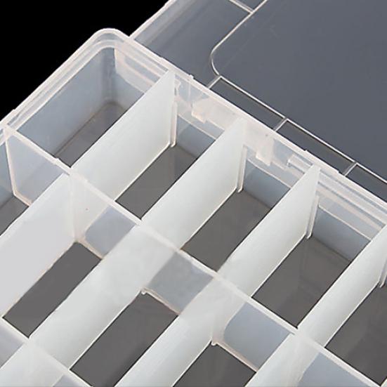 Clear Adjustable 24-Compartment Earring Ring Jewelry Storage Box Container Case
