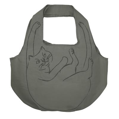 ROOSHOPPER Eco Bag Recycled Cotton Large Capacity Cat Pattern 1188 03 Black [Rootote] EU.Round.Bra Sagarineko-A Women's
