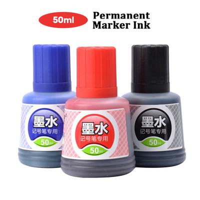 50ml Marker Ink,Black,Red,Blue Marker Ink Filler Liquid,Oil-Based Ink,Waterproof,Quick-Drying,Non-Erasable,1Box