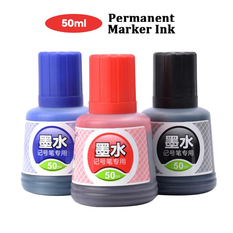50ml Marker Ink,Black,Red,Blue Marker Ink Filler Liquid,Oil-Based Ink,Waterproof,Quick-Drying,Non-Erasable,1Box