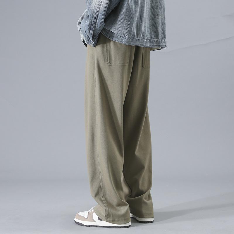 Men's spring and autumn new loose straight casual pants men's drape wide legs