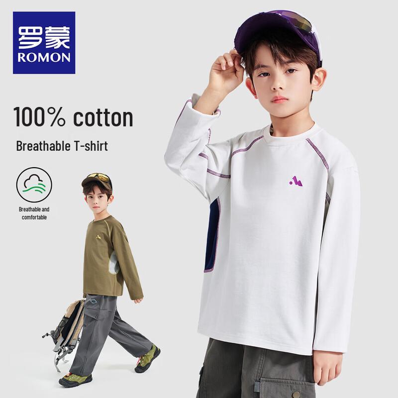 ROMON Boys' Simple Style Long Sleeve Cotton T-Shirt