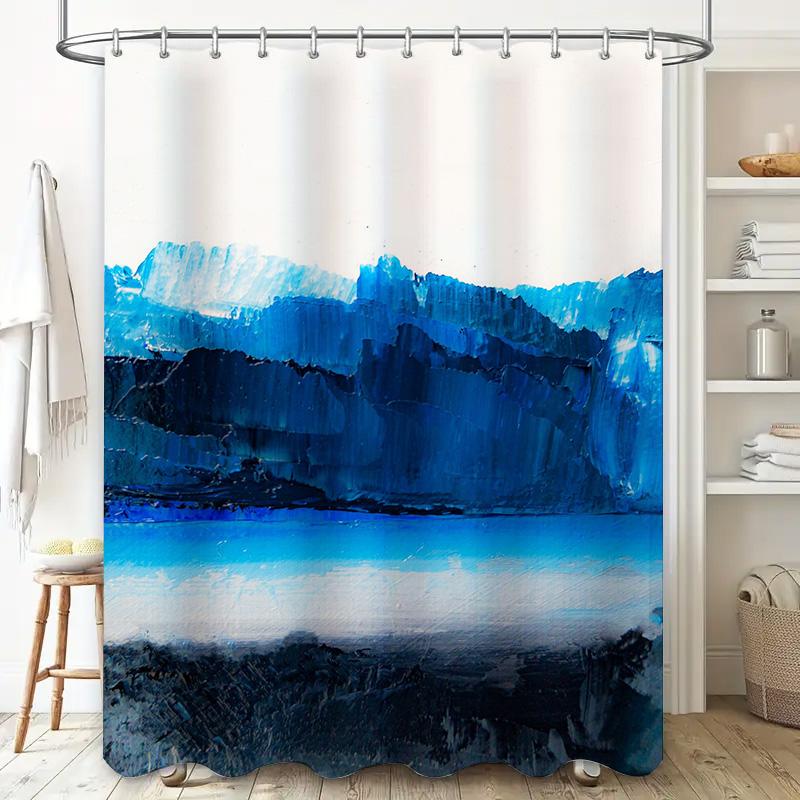 Stunning Blue Waterfall Shower Curtain: Artistic Landscape Design In 3D Print Fabric Perfect for Bathroom Decor