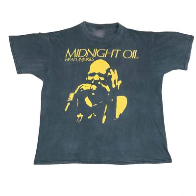 Vintage Midnight Oil Head Injuries Heavy Cotton Black T-Shirt