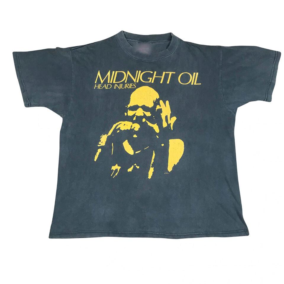 Vintage Midnight Oil Head Injuries Heavy Cotton Black T-Shirt