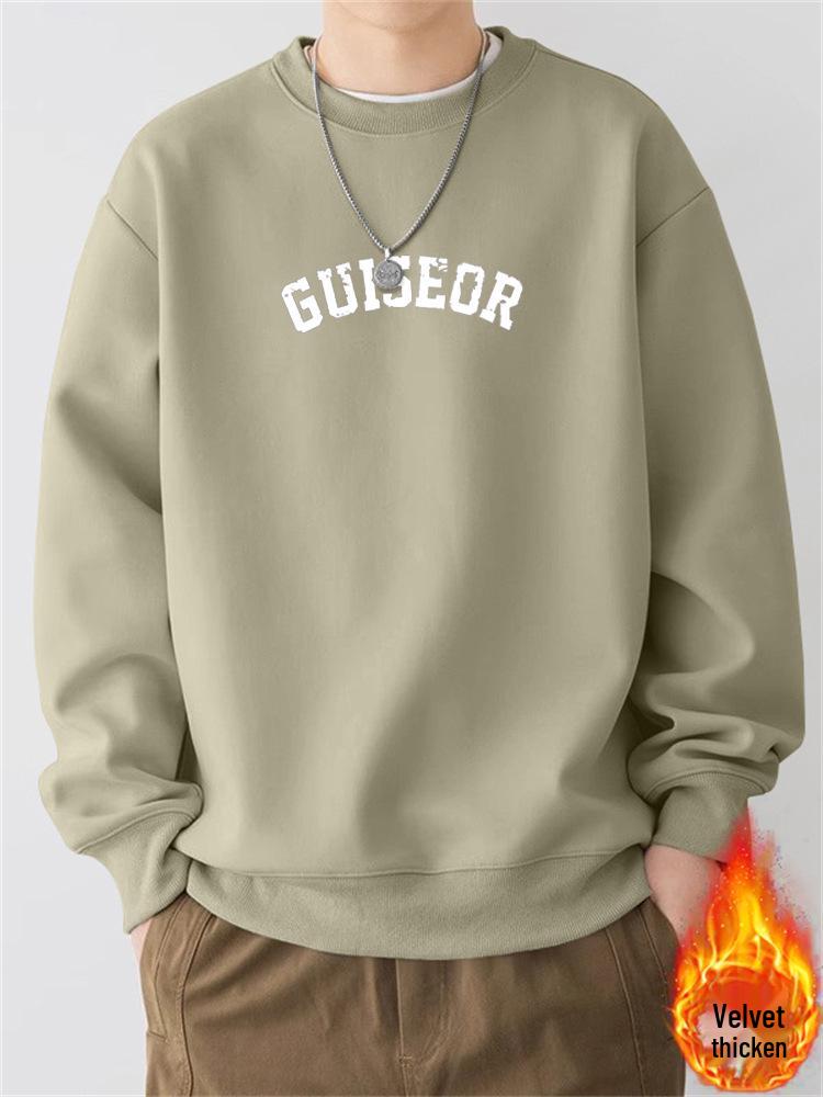 Men's Retro Heavyweight Crewneck Sweatshirt - Autumn/Winter Trendy Loose Pullover