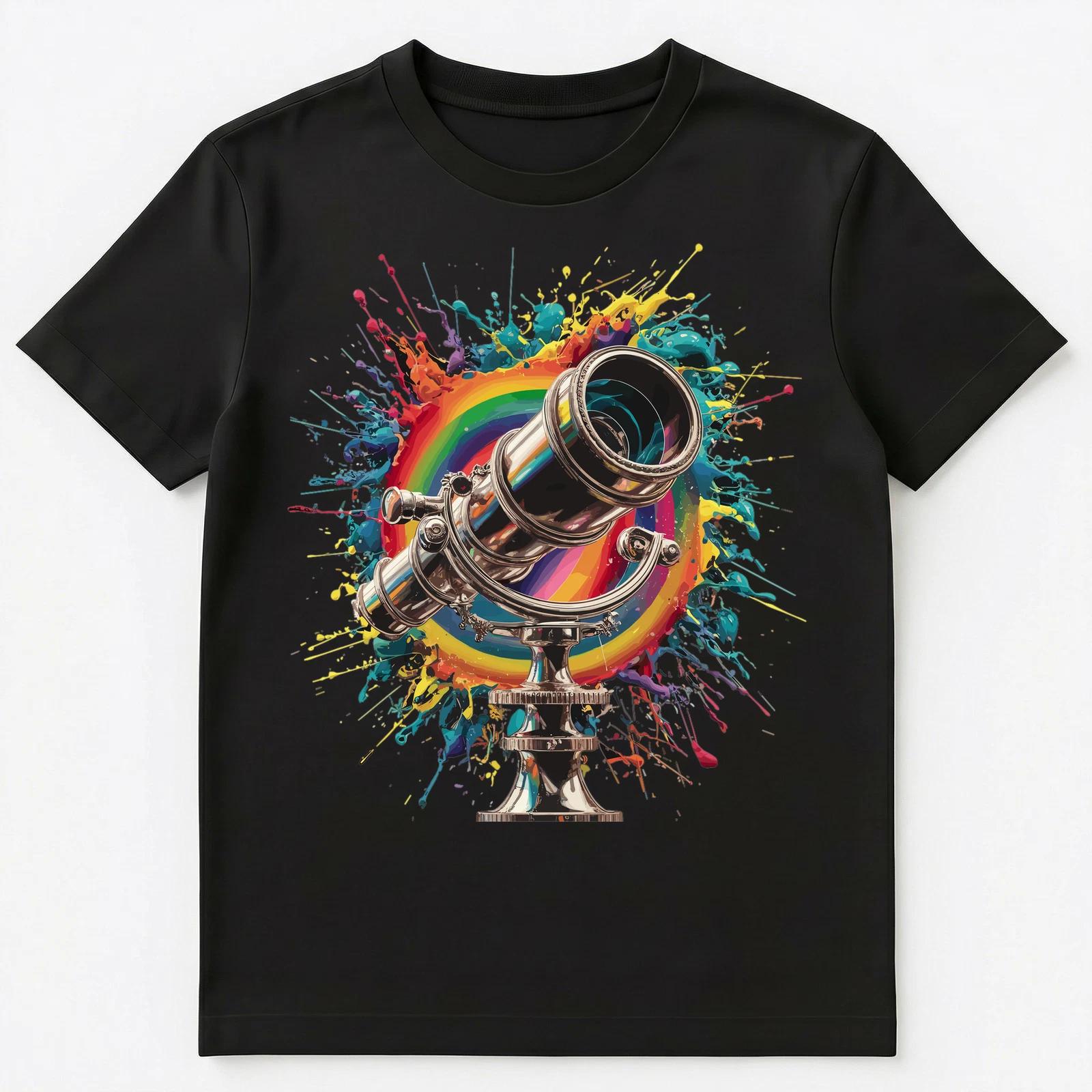 Colorful Paint Splash Telescope Art Graphic Unisex T-Shirt M