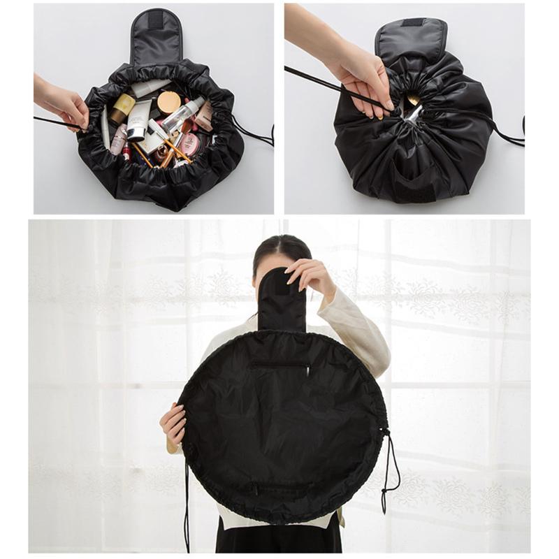 Organizador de Maquillaje de Viaje Gran Capacidad Sombra de Ojos Lápiz Labial Bolsa de Cosméticos Portátil Simple Cordón