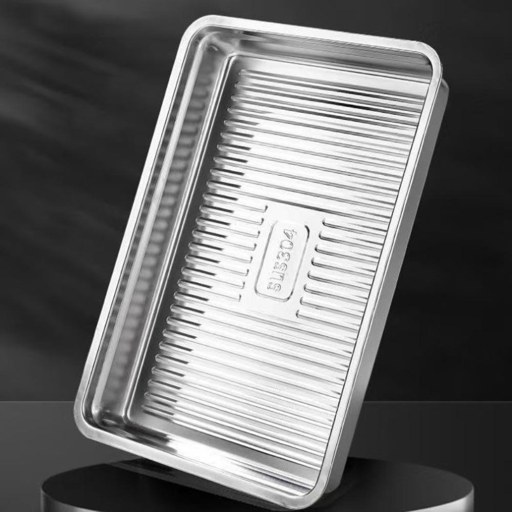 Frischhaltebox aus Edelstahl mit Kunststoffdeckel, Antihaftboden, Lebensmittelaufbewahrungsschale, Rechteckig, Große Größe, Knödelbox