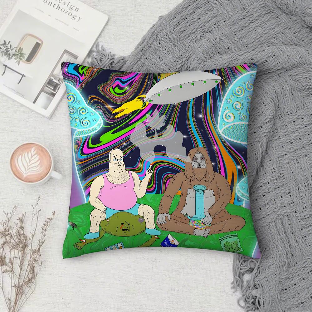 

Funny The TV The Big L-Lez Cartoon Pillow Case Square Double-Sided Printing Short Plush Sofa Cushion Cover Bedside Pillow 12x12Inch