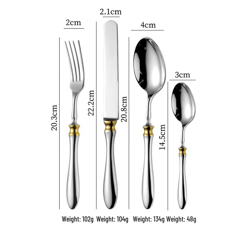 Abay 304 Stainless Steel Gourd Handle Gold Accent Cutlery Set
