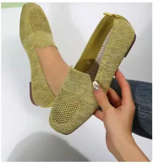 Femmes Maille Bout Carré Respirant Chaussures Décontractées Halloween Automne Quotidien Simple Découpé Chaussures Plates Zapatos De Mujer 2024