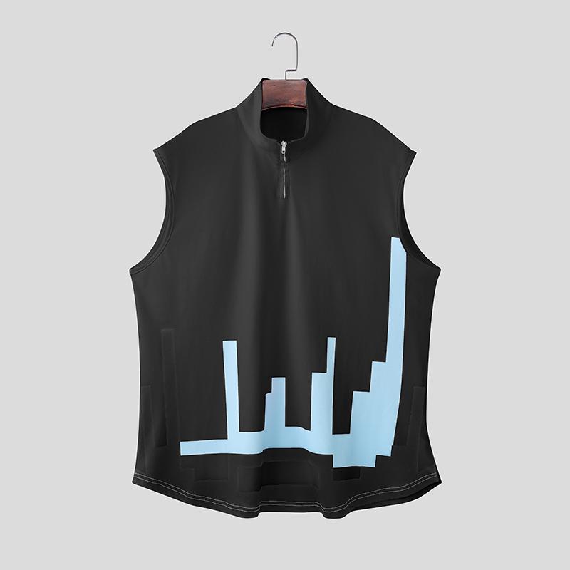 INCERUN Summer Oversized Men Sleeveless Print Casual Loose Tank Tops Vest