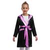 Kids Boys Boxing Robe Boxer Cosplay Costume Long Sleeve Metallic Trim Satin Hooded Cloak Kickboxing Gown for Halloween Party