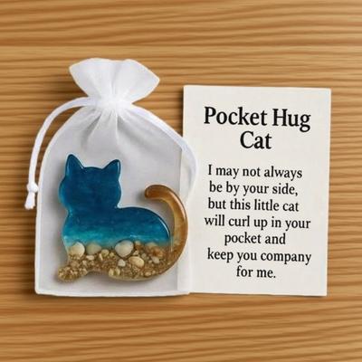 Pocket Hug Animal with Positive Card Emotional Support Resin Animal Token Mini Dachshund Turtle Owl Cat Corgi Bulldog Statue