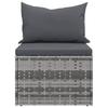 4 Piece Garden Sofa Set with Cushions Grey Poly Rattan