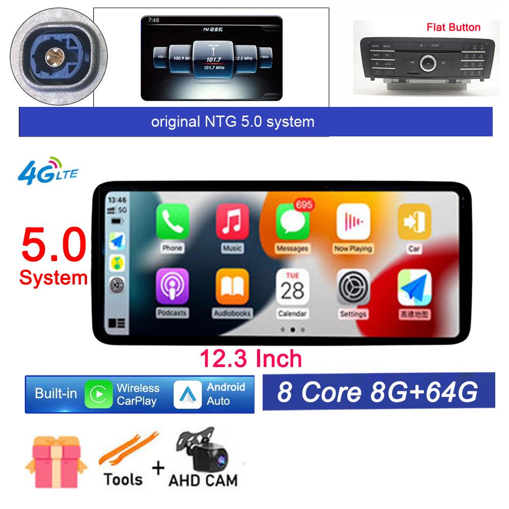 New 12.3" Android 14 For Mercedes Benz A Class W176 X117 X156 W463 2015-2018 Car Radio Stereo GPS Navigation Video 4G Lte