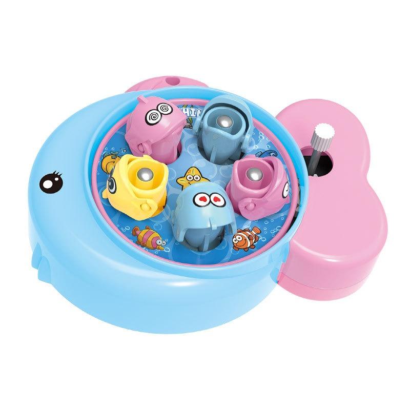 1PACK wind-up fishing outfit, twisted egg toy, mini small fishing game console, children's parent-child interaction