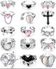 15Pcs Colorful Gemstone Open Ring Set for Women, Fashion Heart-Shaped Stackable Rings, Adjustable Midi Knuckle Rings