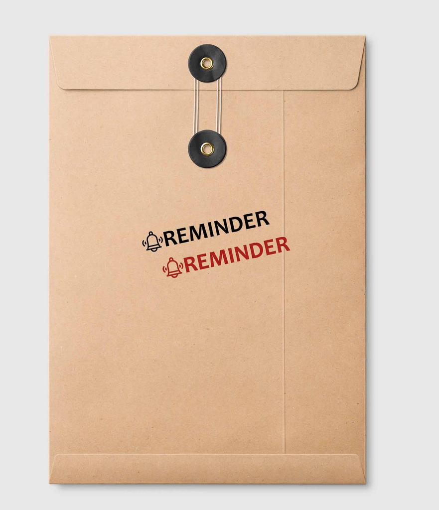 Printtoo Reminder Self Inking Rubber Stamp Pre-Inked Office Stamp- Home Office Business Stationery, Black- 42 X 9