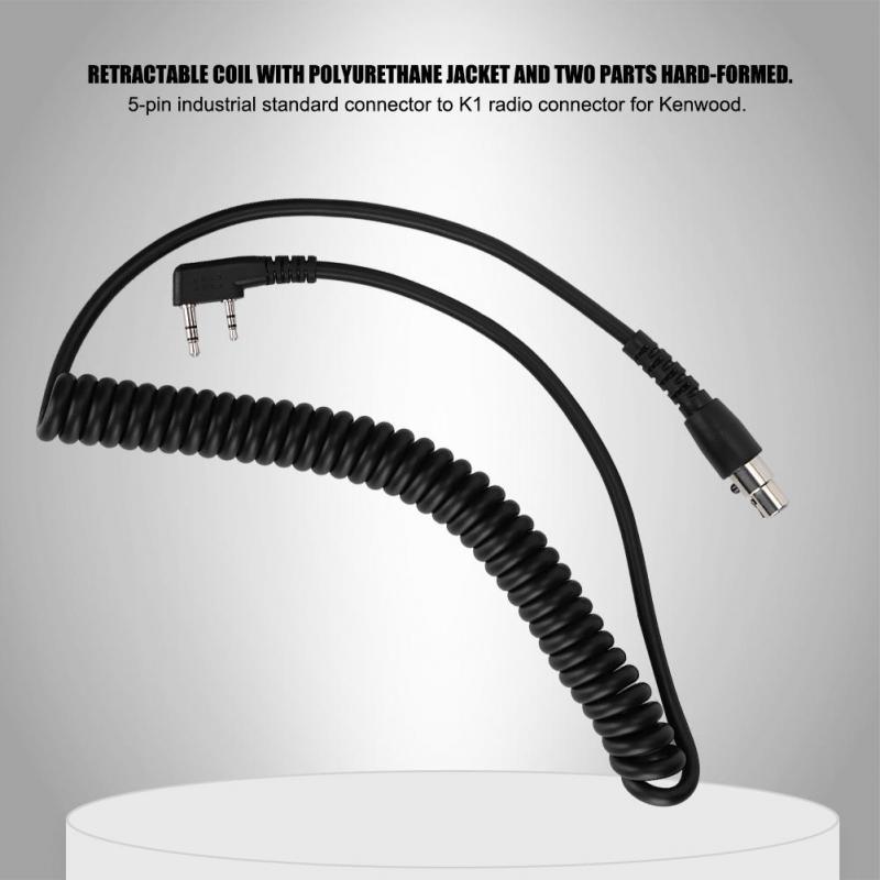 Buy 2Pin to 5Pin Coil Cord Cable for Kenwood/HYT/Baofeng/Relm Two Way Radios and Headsets at