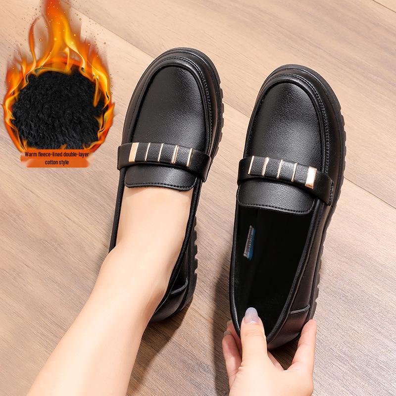 2025 New Spring & Autumn Non-Slip Soft Sole Leather Shoes for Middle-Aged & Elderly Women