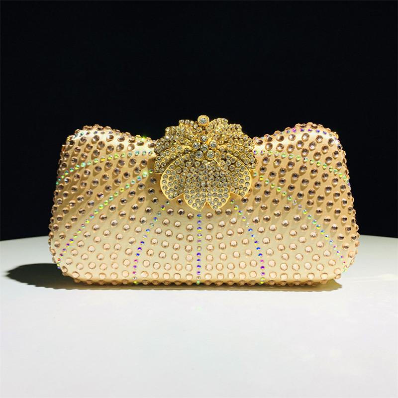 3D Flower Evening Dinner Clutch Bag Women's Party Ball Wedding Diamond Elegant Handbag Lady Banquet Dress Shoulder Crossbody Bag