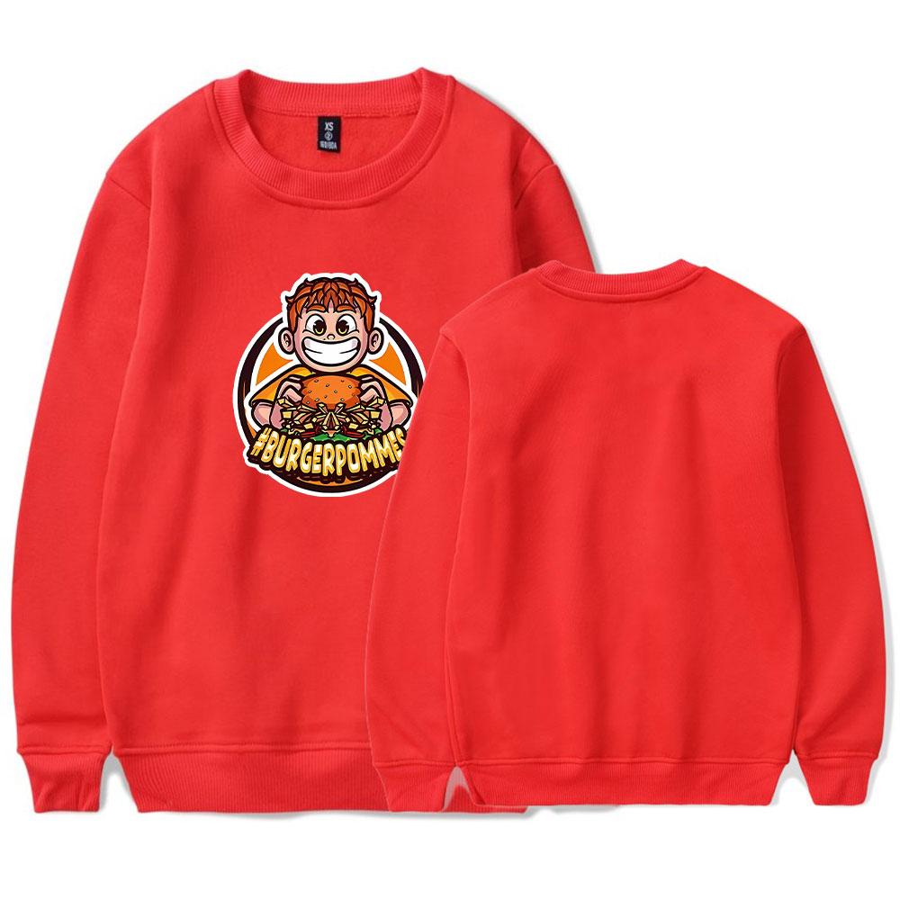 

Burgerpommes ICrimax Hoodie Women Men O-neck Long Sleeve Crewneck Sweatshirt Casual Tracksuit Funny Clothes XXS червоний