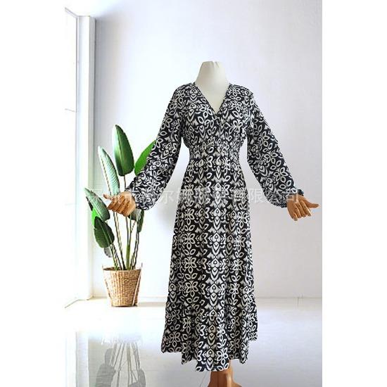 New Year's Large Size Super Immortal V-Neck Floral Dress Seaside Holiday Beach Dress Loose Long Skirt