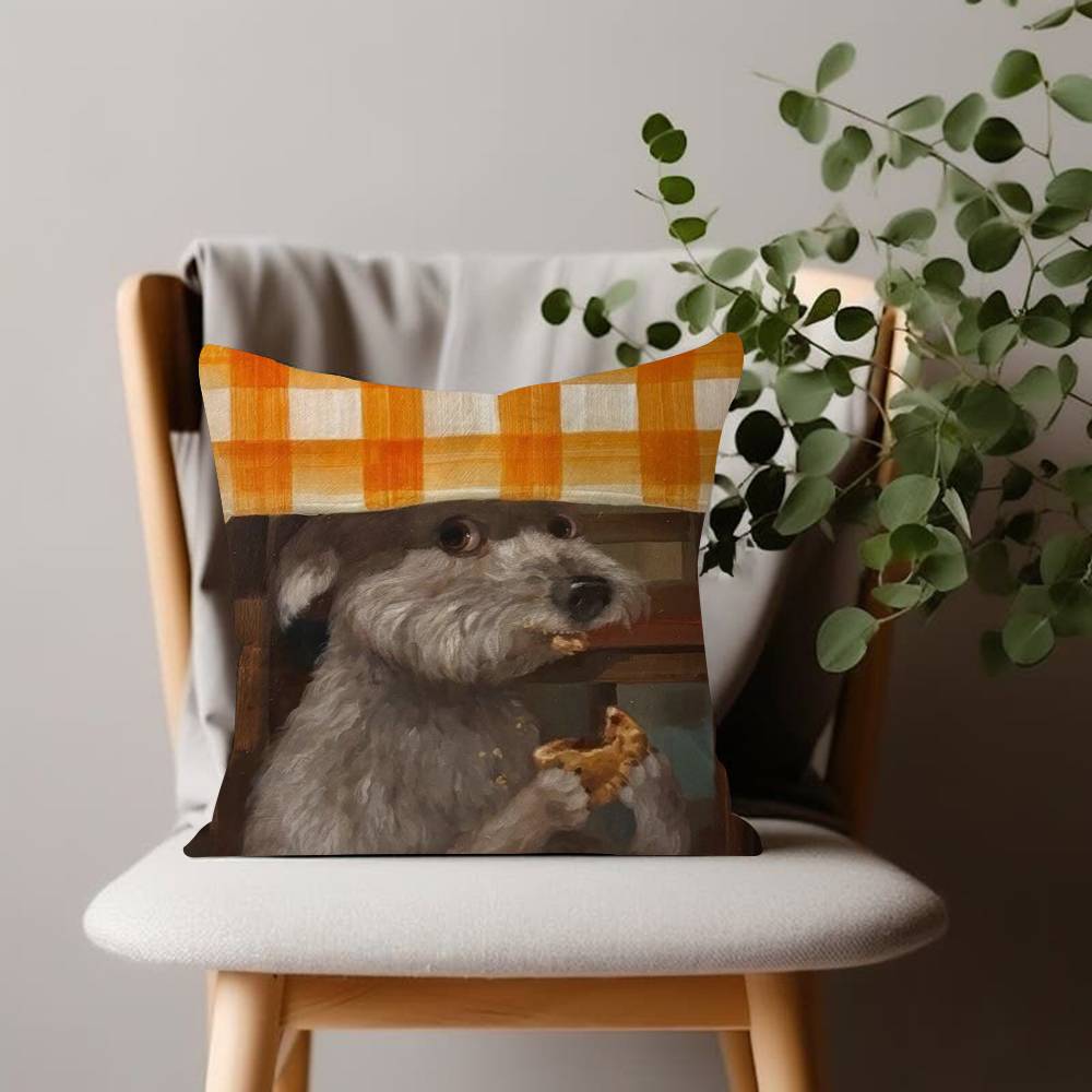 Funny Cute Puppy Eating Pizza Animal Cushion Cover Inches Farmhouse Decor Home Throw Pillow Covers for Couch Decorations