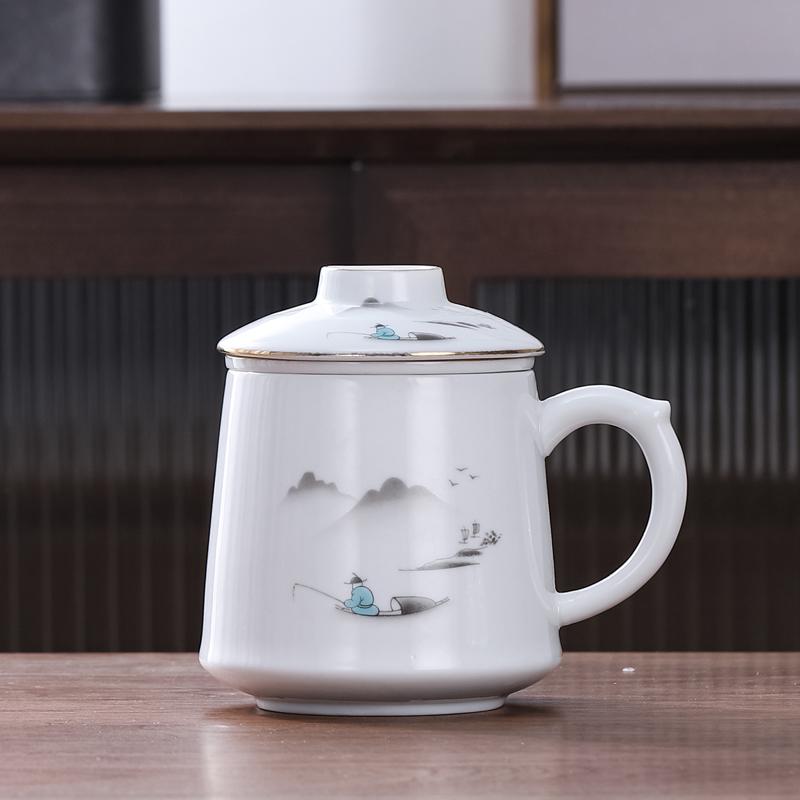 Ceramic Tea Infuser Mug with Lid and Custom Logo - Large Capacity