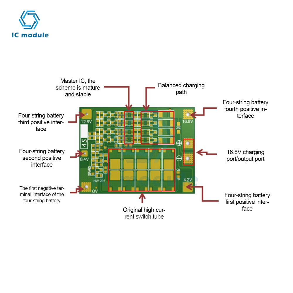 4S 40A Li-ion Lithium Battery Charger Protection Board 18650 BMS For Drill Motor 16.8V wiht Balance