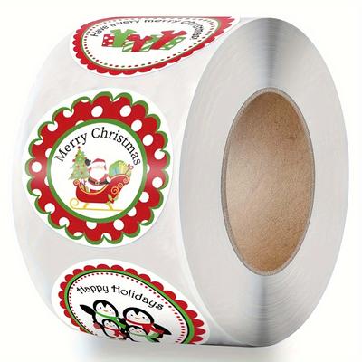 500 Stück Weihnachtsaufkleberrolle Festliche Dekoration für Karten, Umschläge & Geschenke Perfekt für Weihnachtsfeiern & Bastelarbeiten