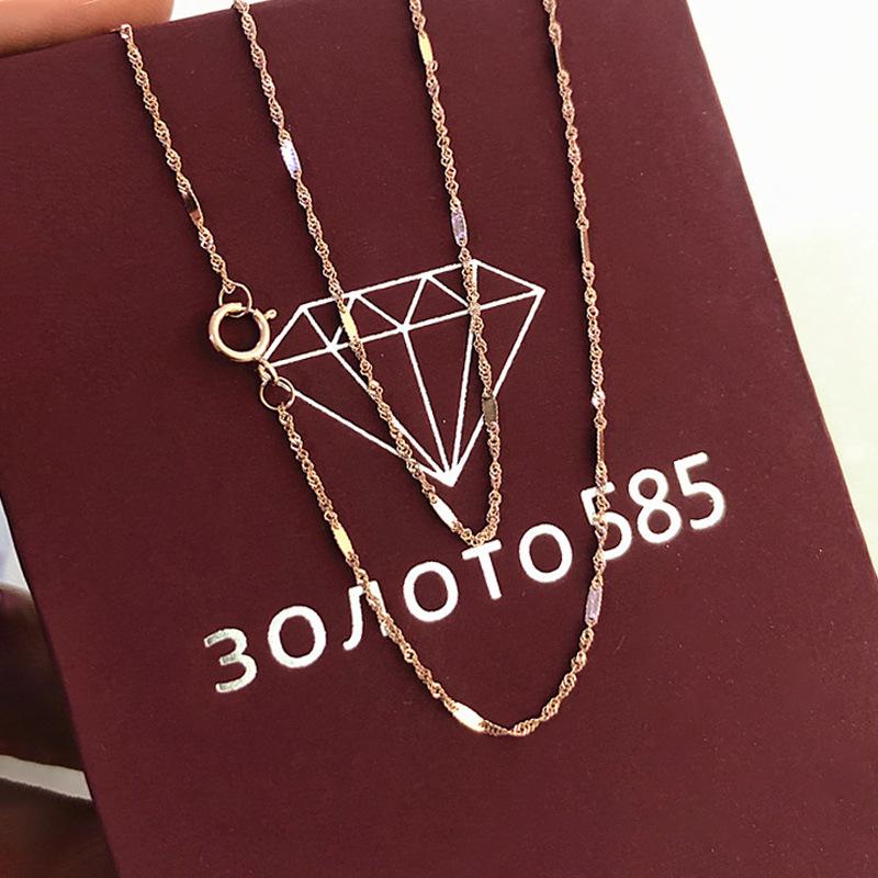 Color Gold Niche Fashion Foreign Gas Plated Rose Gold Water Ripple Sequined Necklace Trend Collarbone Chain