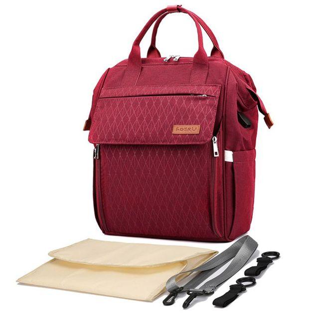 

Сумка для подгузников для мамы и беременных, большая вместимость, детский дорожный рюкзак, сумка с usb-портом и пеленальным ковриком, ремни для коляски красный