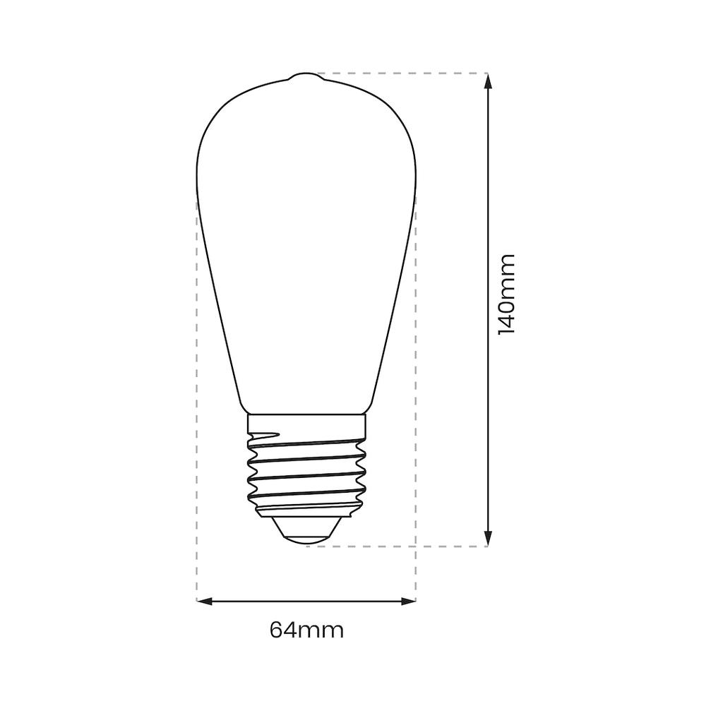 LED FILAMENT BULB E27 6W ST64 WARM AMBER