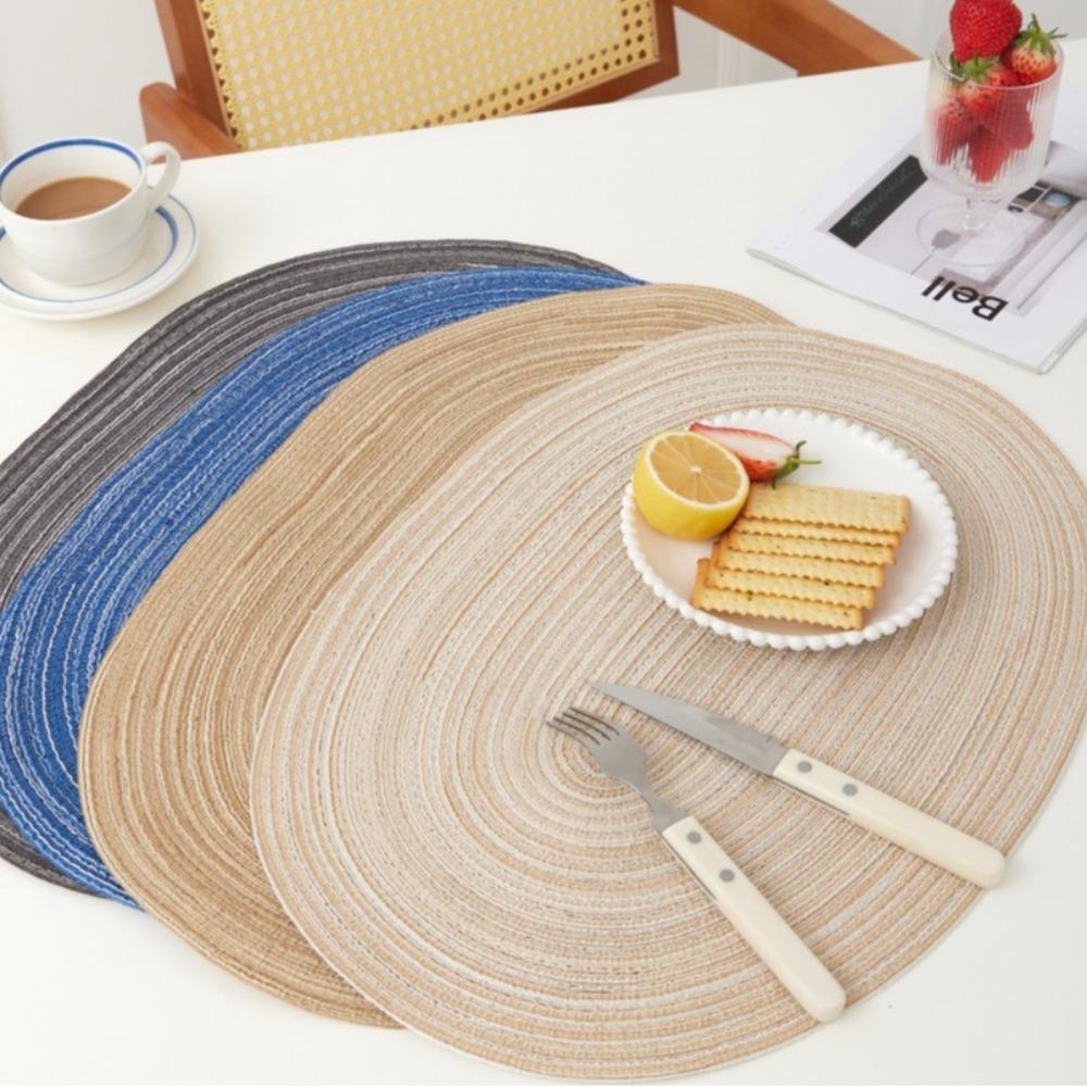 Washable Table Mats Coasters Oval Braided Table Place Mats Heat Resistant Pad  for Dining Table
