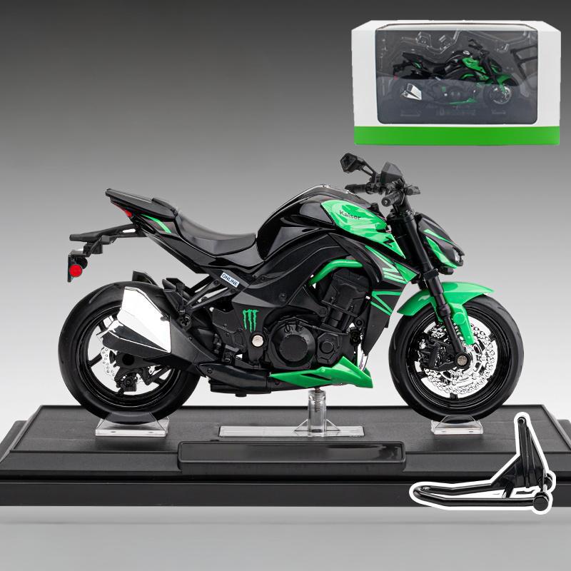 1/12 Scale Kawasaki Z1000 Street Cars Motorcycle Diecast Model Car Alloy Metal Shock Absorption Sound Light Simulation Motors for Boys