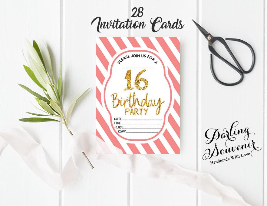 Darling Souvenir Weiße Geburtstagseinladungskarte 28 Stück Füllen oder Beschreiben Blanko Einladungen Druckbare Partyzubehör 5 x 7