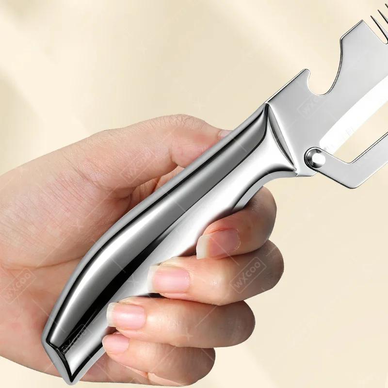 Pelador de Cocina Multifunción de Acero Inoxidable Específico para Cocina para Cortar Frutas y Verduras con Mango de Madera/Acero
